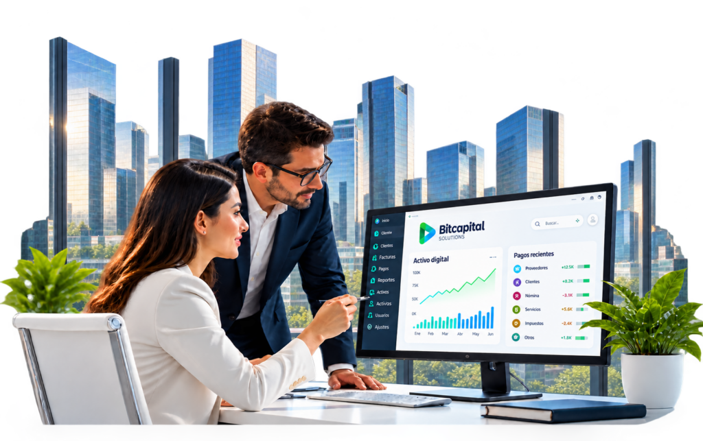 Equipo de trabajo con un panel de negocios
